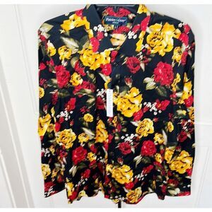 Paisley & Gray Slim Fit Black Roses Dress Shirt Nwt Size Large